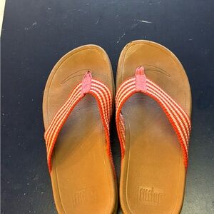 FitFlop Women's Red and Tan Striped Sandals